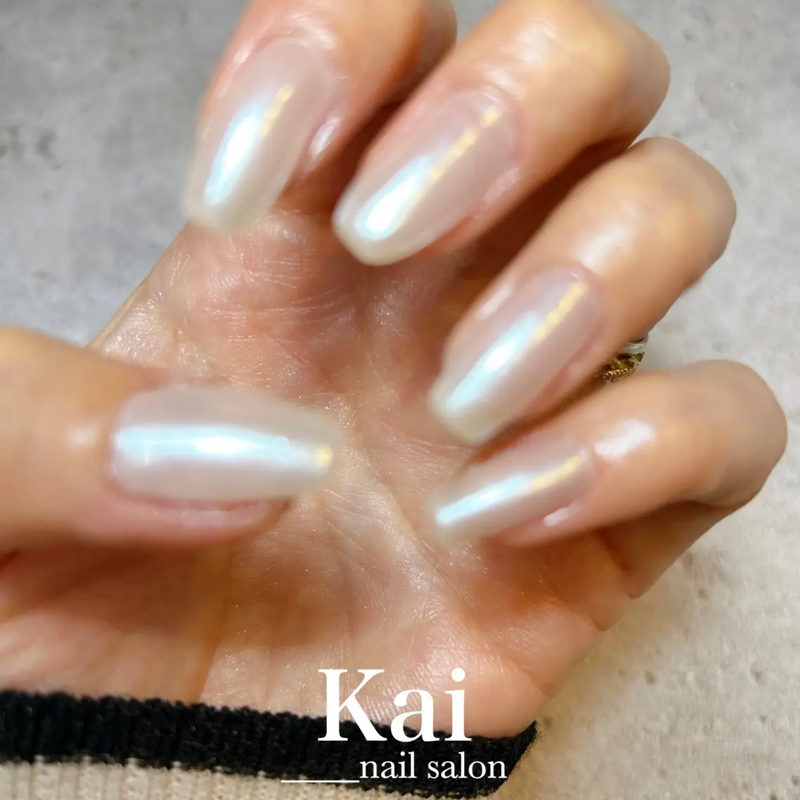 ネイル 韓国ネイル マグネットネイル ニュアンスネイル ホワイト 冬ネイル ハンドネイル Kai  nail Mayukoのネイルデザイン