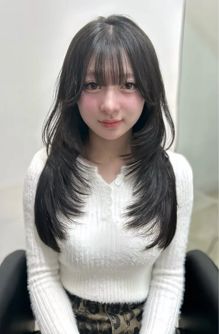 ロング 韓国風ヘア レイヤーカット ワンホンヘア カット トリートメント 韓国ヘア/レイヤー Lily Wongのヘアスタイル