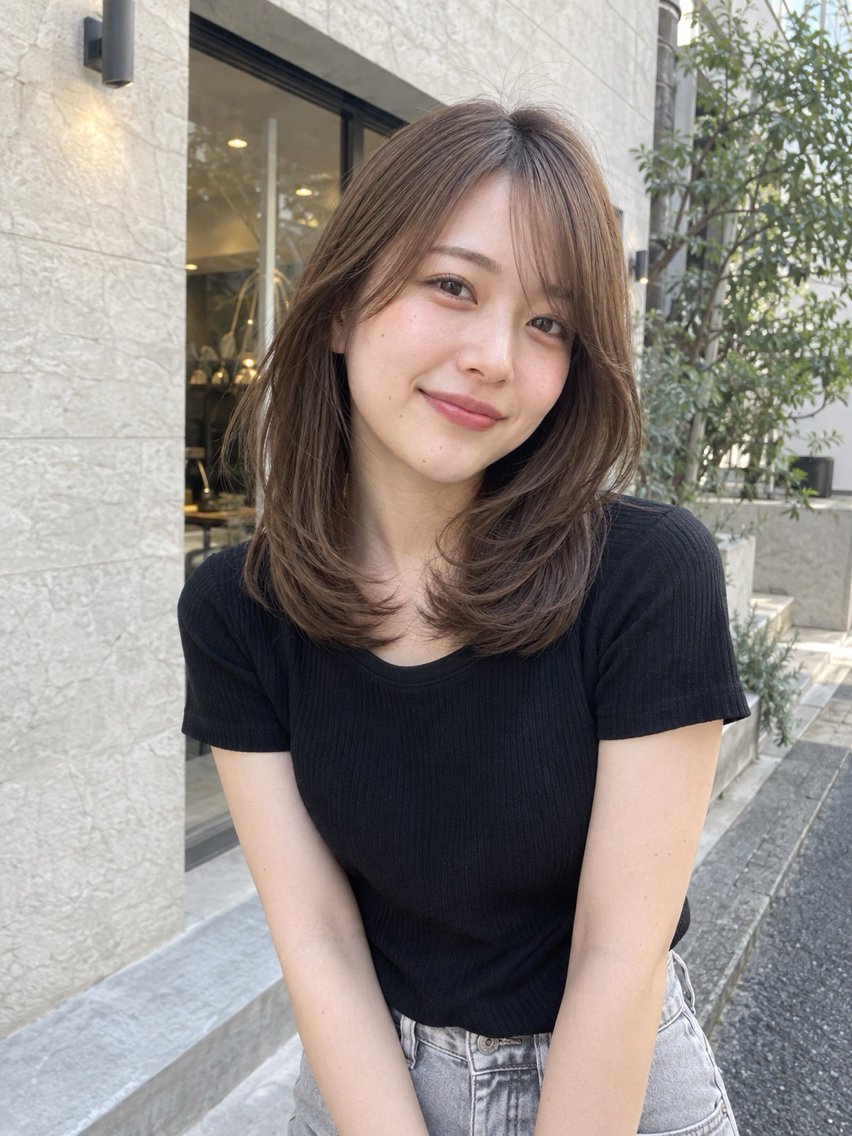 ミディアム カラー ブラウンカラー 透明感カラー ヘアカラー トリートメント カラーモデル募集中/ 透明感カラー/るいのヘアスタイル