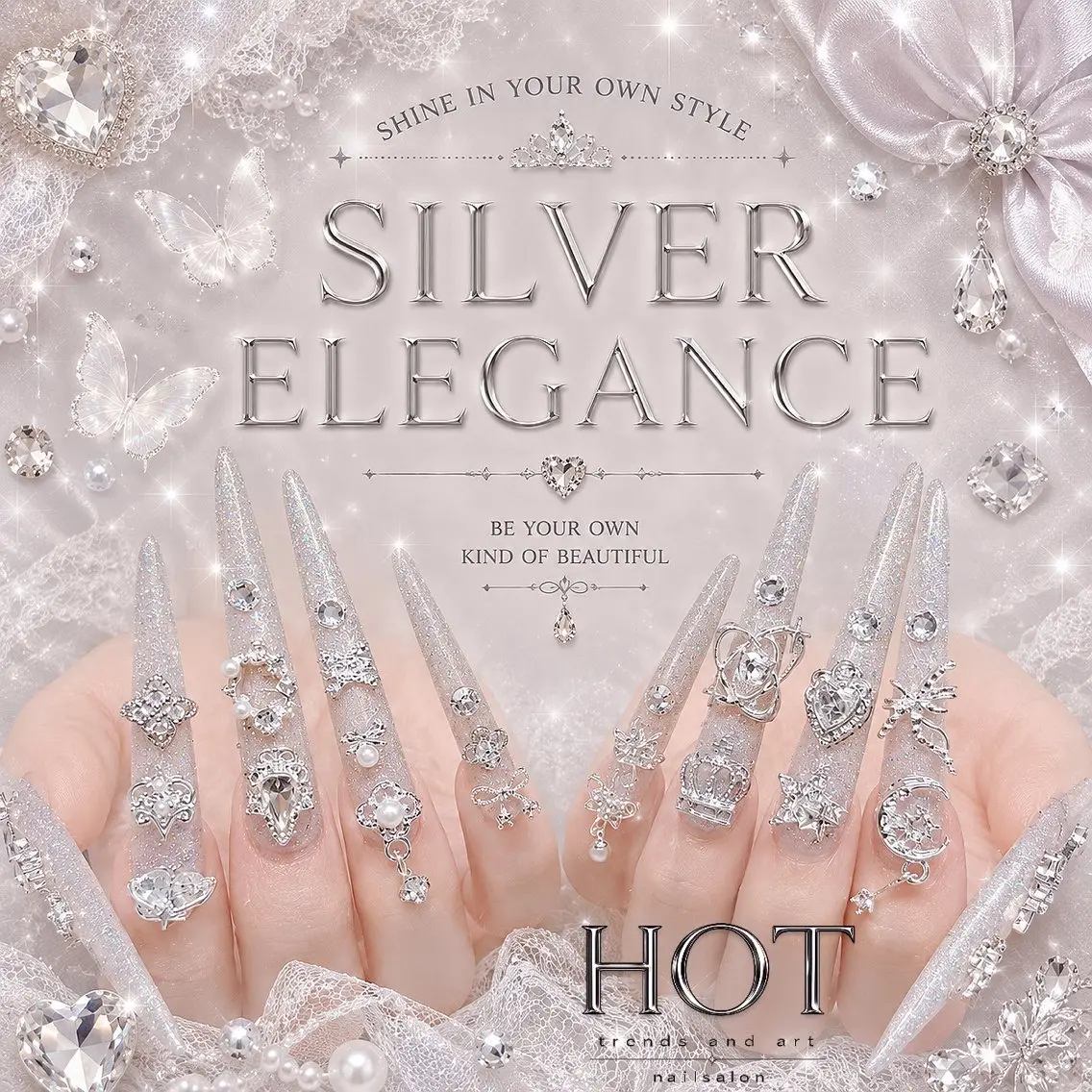 ネイル アートネイル オーロラネイル クリアネイル 長さ出し フレンチネイル ハンドネイル HOT Nail Salonのネイルデザイン