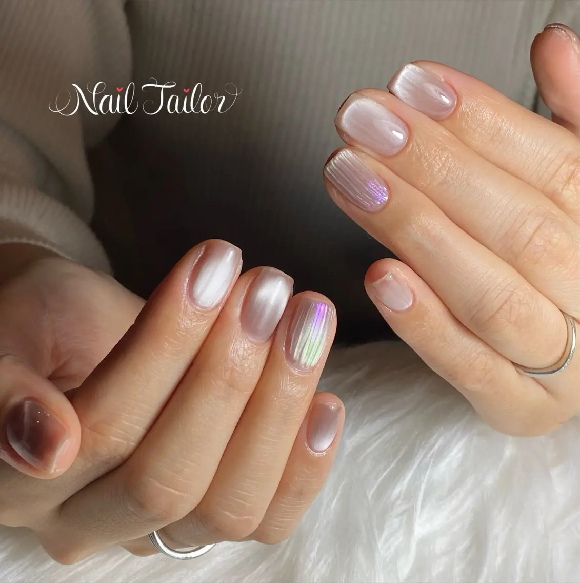 ネイル ジェルネイル マグネットネイル オフィスネイル ピンク ショートネイル ハンドネイル NailTailor ネイルテイラーのネイルデザイン