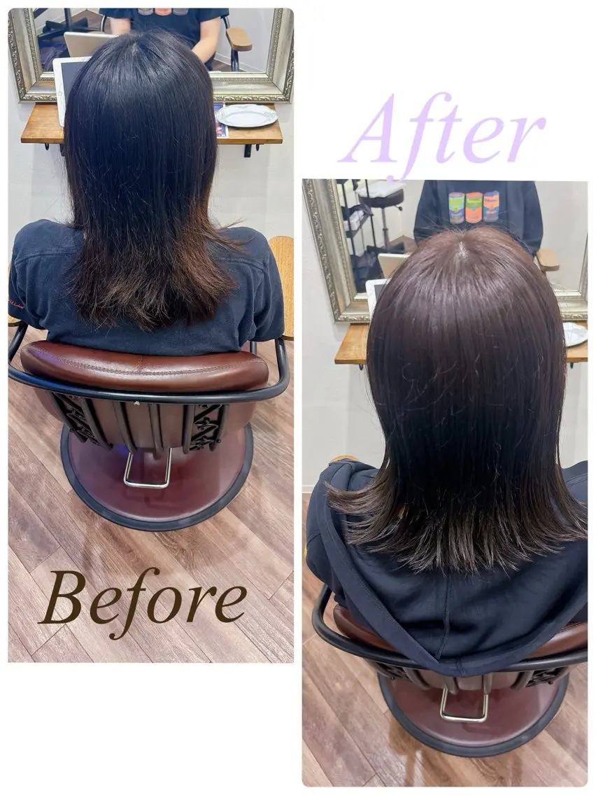 ミディアム アッシュ カット ヘアカラー 石井 達也のヘアスタイル