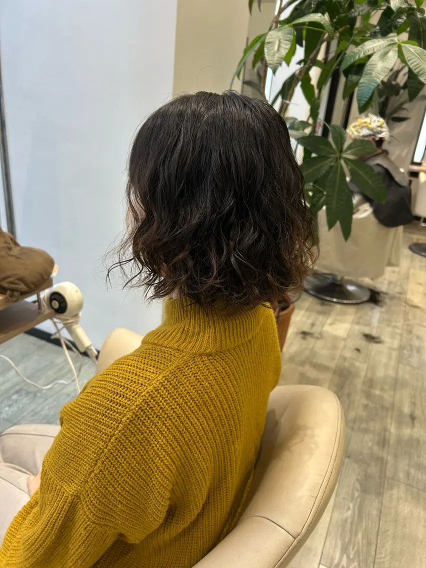 ミディアム パーマ カット パーマ 能登 彩穂のヘアスタイル