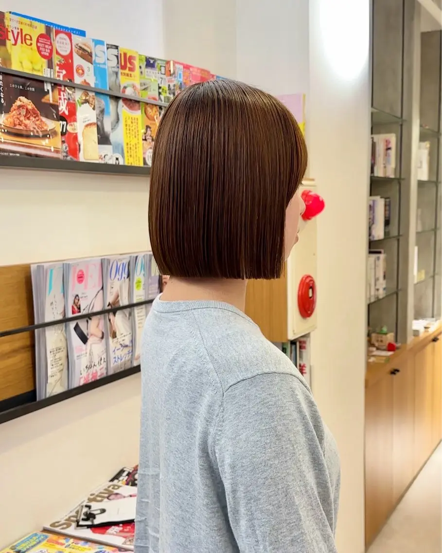 ショート カラー くせ毛 縮毛矯正 カット 縮毛矯正 似合わせボブ/矯正 /ハイトーン/ひさとのヘアスタイル
