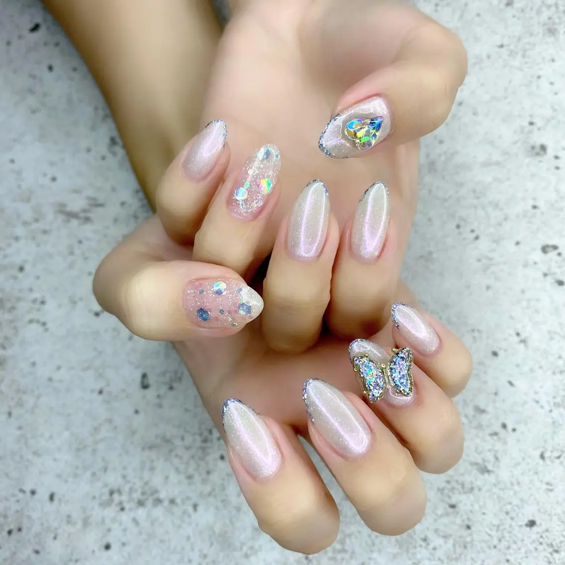 ロング カラー パーマ ヘアアレンジ メンズ キッズ ネイル マツエク・マツパ アイブロウ メンズ韓国風 韓国風マツエク 韓国風ヘア オーロラネイル ハート ハンドネイル Salon Ｋのネイルデザイン