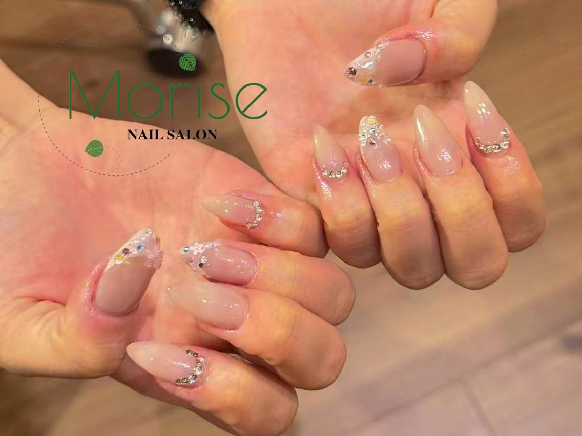 ネイル チークネイル 長さ出し フラッシュネイル フレンチネイル ガラスフレンチ ハンドネイル ハンドケア Morise Nail 原宿店のネイルデザイン