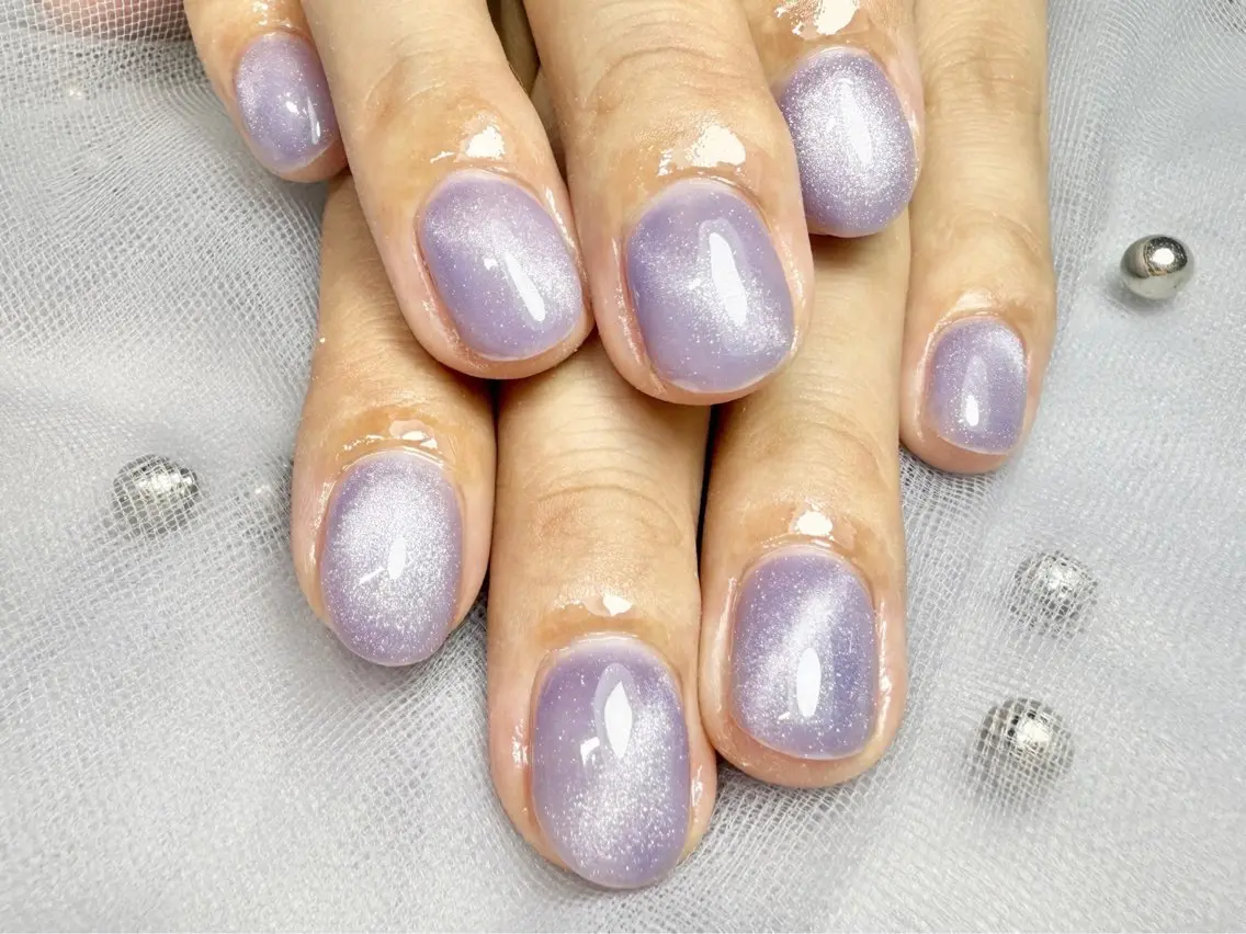 ネイル マグネットネイル オフィスネイル ワンカラーネイル ピンク シンプルネイル Salon GEM(ジェム)のネイルデザイン