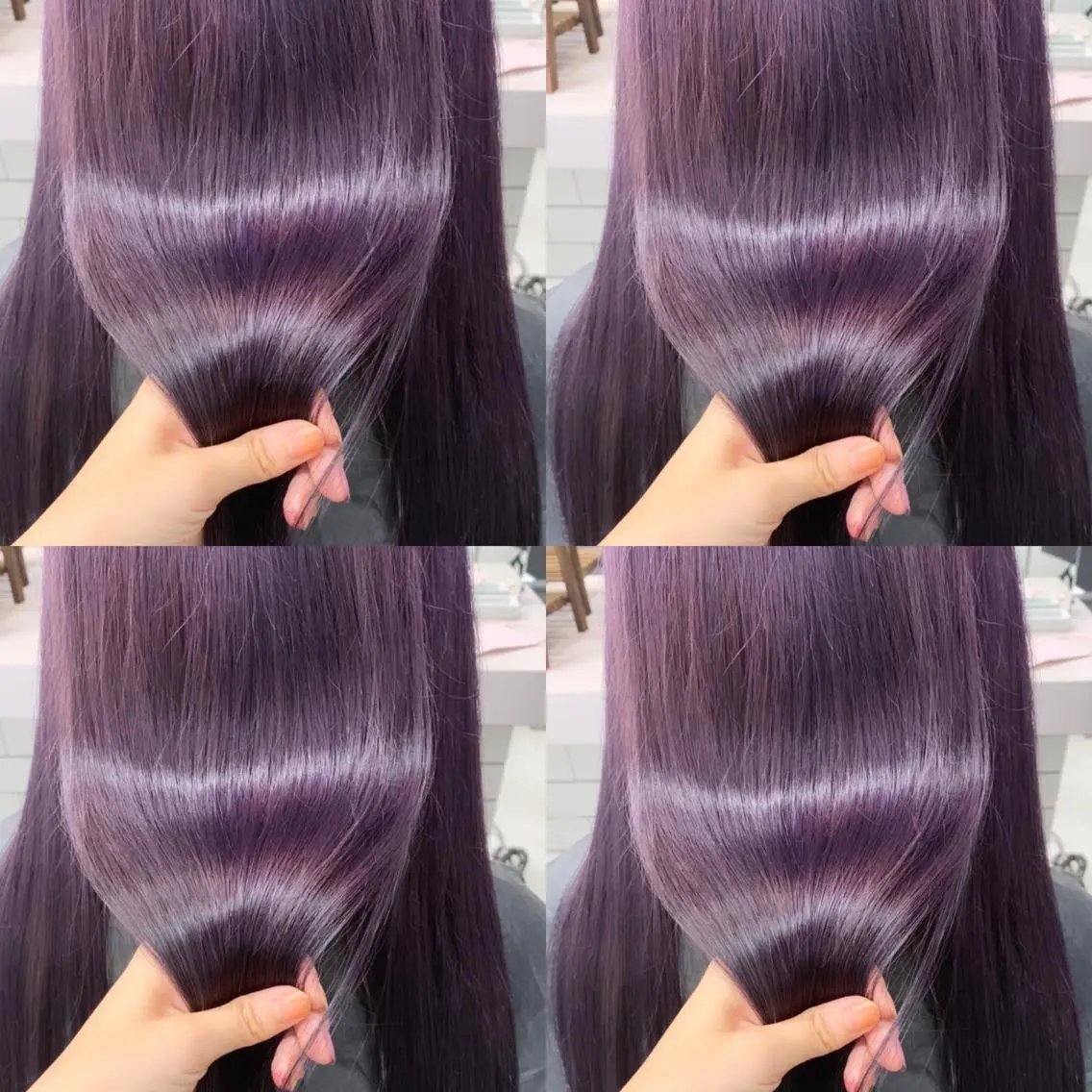 セミロング カラー ブリーチ ダブルカラー パープルカラー 🌸MAYU🌸 ハイトーン➕レイヤーのヘアスタイル