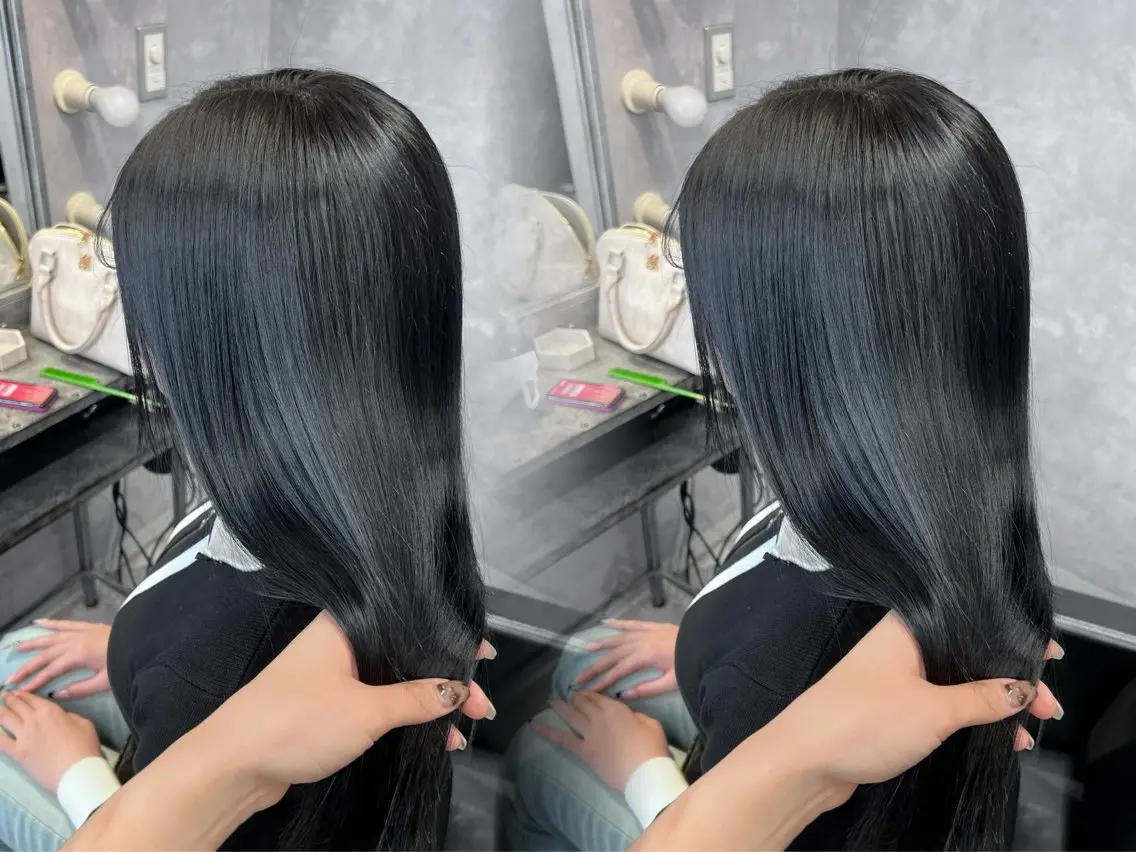 ロング カラー 黒髪 ブリーチ 透明感カラー 顔周りカット レイヤーカット 透明感/レイヤー 🇰🇷tomonaのヘアスタイル