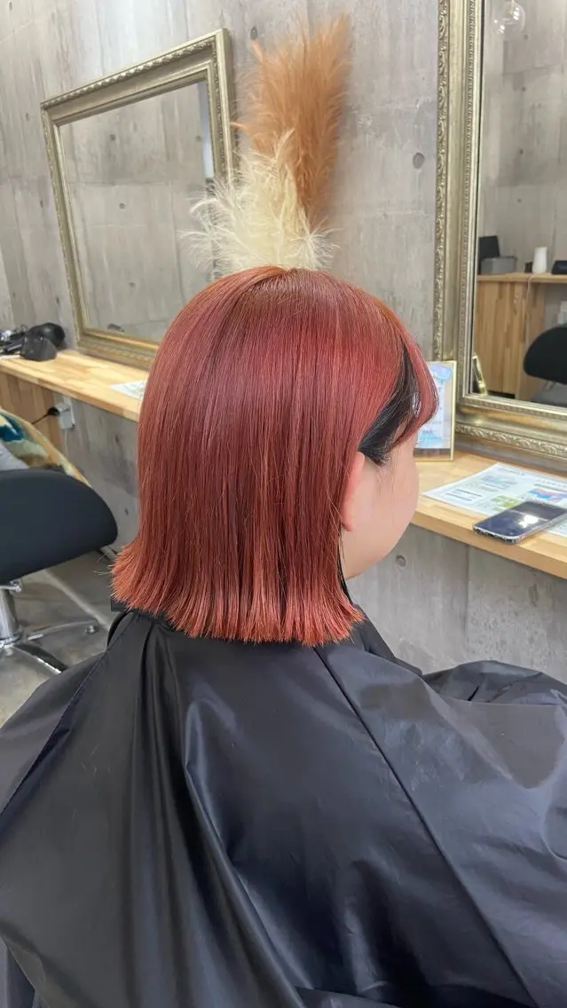 ショート カラー オレンジ カット ヘアカラー トリートメント Sunny side 大名 RIOのヘアスタイル