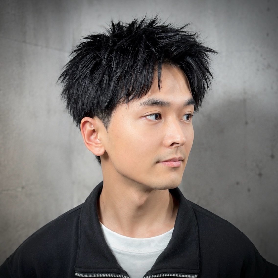 ショート メンズ カット ヘッドスパ ヘアセット スパイキーショート 心斎橋【戸兵吏駒】のヘアスタイル