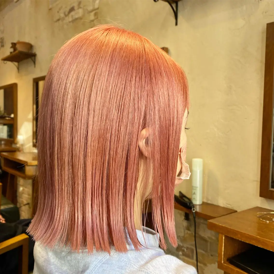 ミディアム カラー ピンクカラー マンツーマン 美容師💚コウブチのヘアスタイル