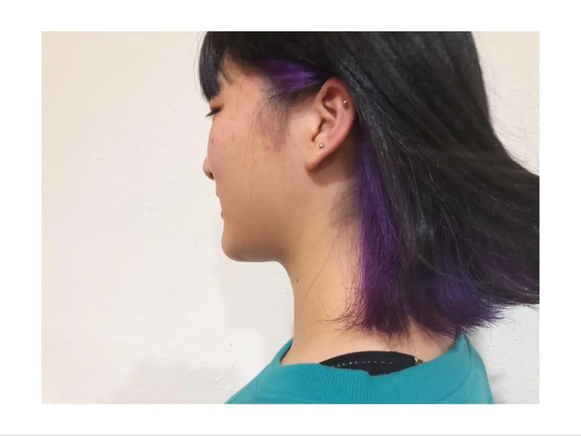 ミディアム カラー インナーカラー パ ルのヘアスタイル