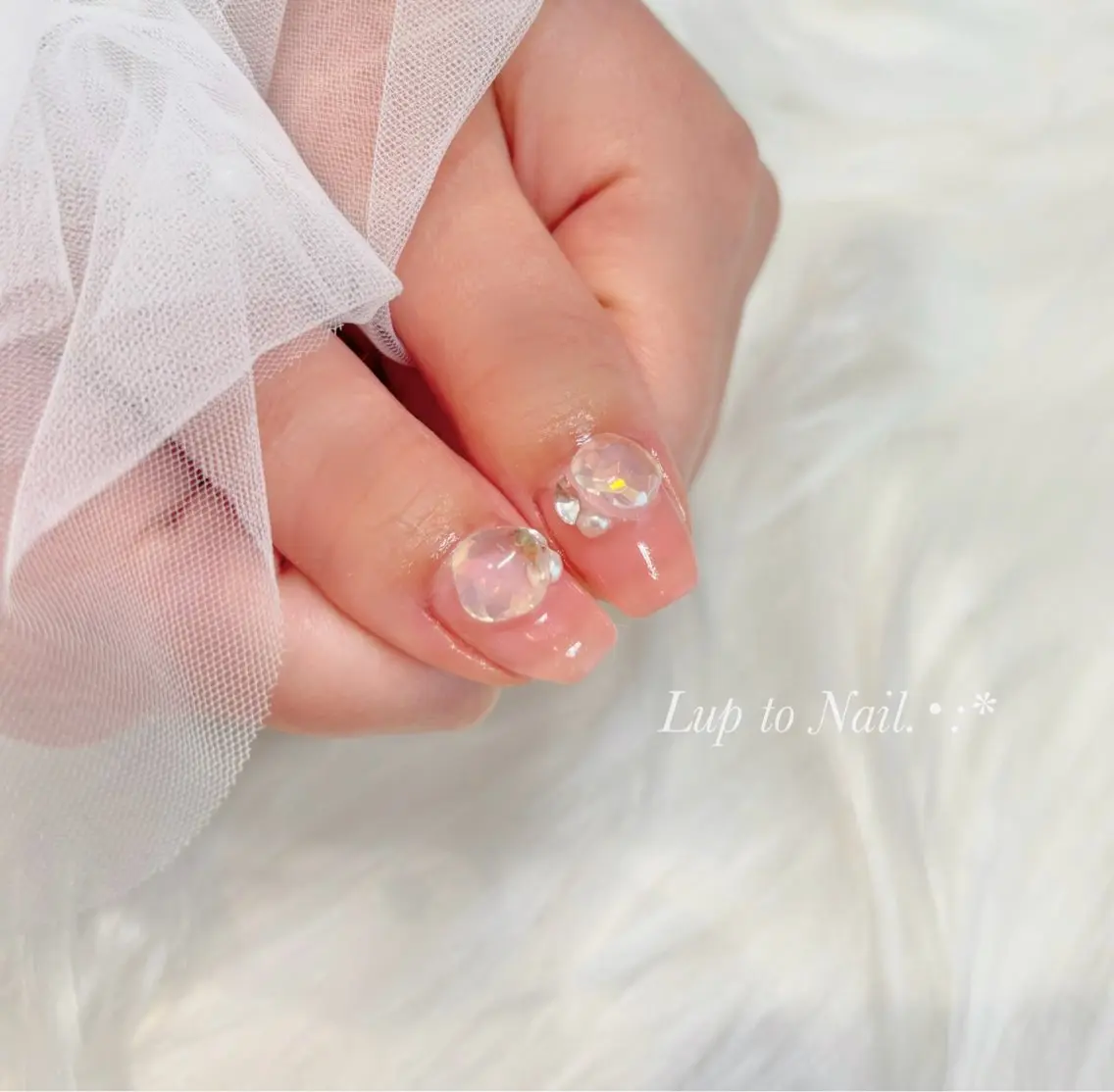 ネイル クリアネイル 春ネイル ストーンネイル Lupto　Nail 【リップトゥネイル】のネイルデザイン