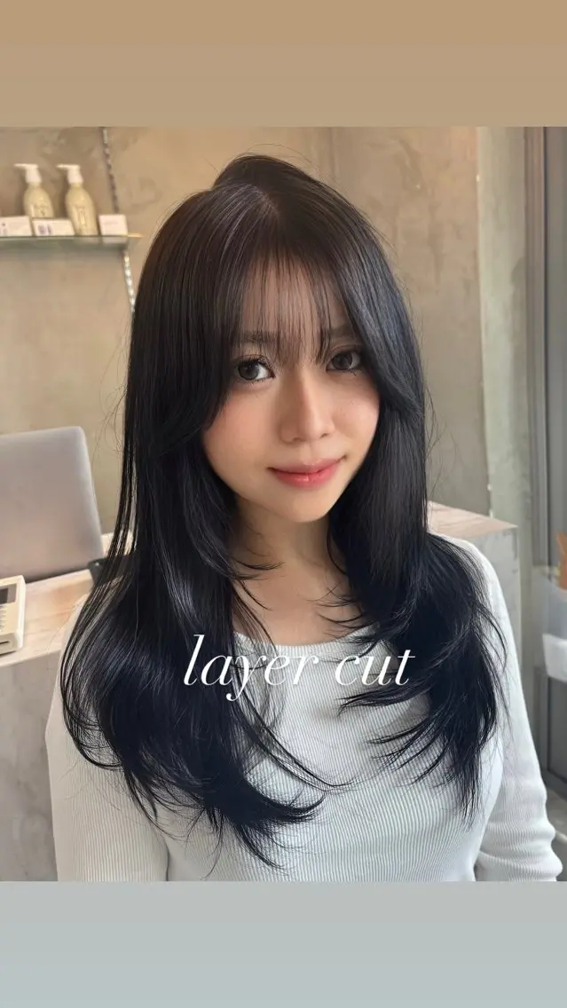 セミロング ハッシュカット 髪質改善 レイヤーカット トリートメント カット ヘアカラー トリートメント 韓国レイヤー🇰🇷 美髪縮毛矯正🫧拓海のヘアスタイル