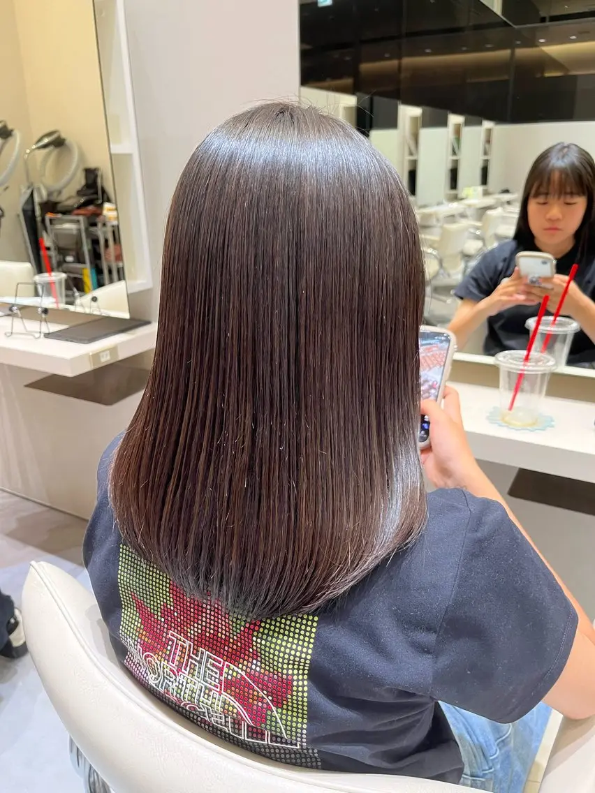 ミディアム 縮毛矯正 k-two 関 七海のヘアスタイル