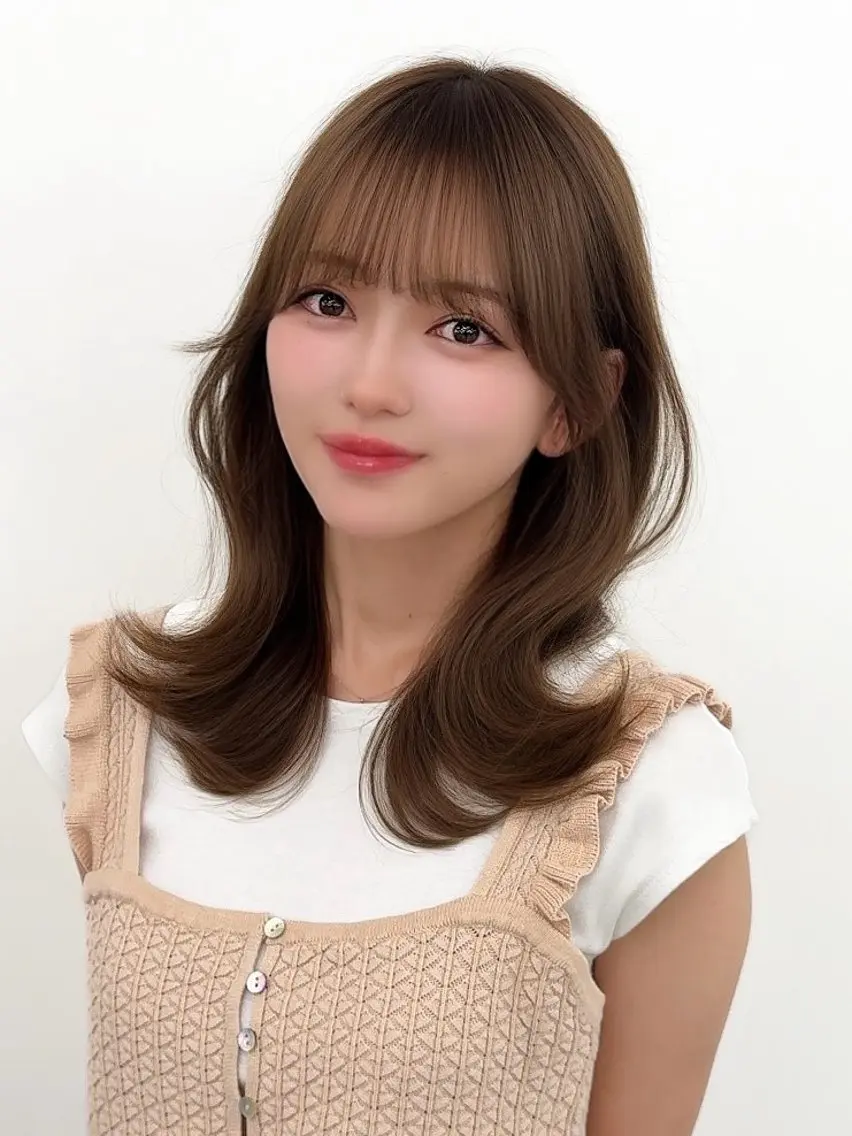 ミディアム カラー ヘアアレンジ カット ヘアカラー トリートメント 顔周り&ミディアム 特化/池袋/kokiのヘアスタイル