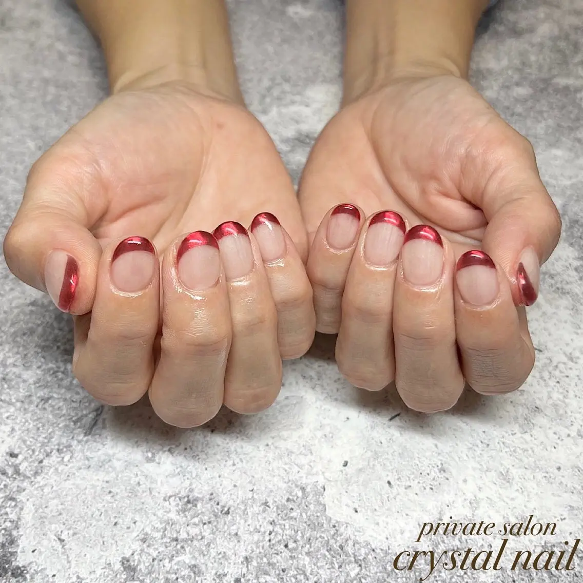 ネイル フレンチネイル ミラーネイル Crystal Nailのネイルデザイン