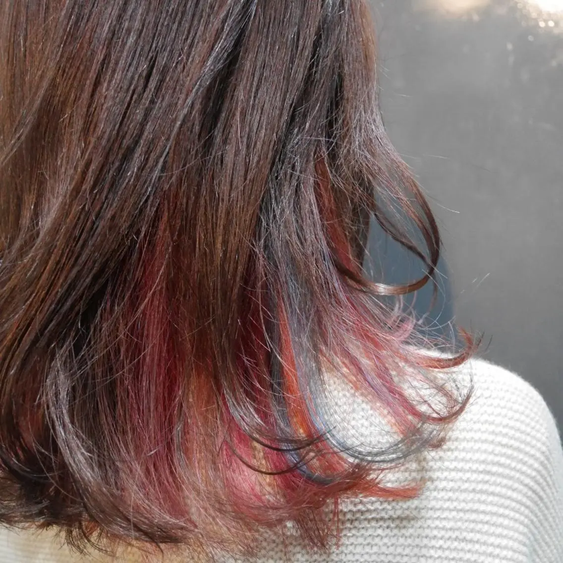 ミディアム カラー ブリーチ ブルーカラー オレンジ ピンクカラー 渋谷隠れ家サロン🌿 河原志帆のヘアスタイル