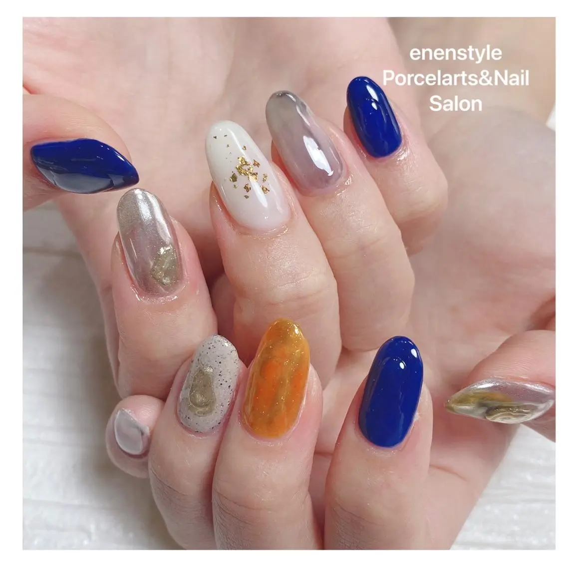 ミディアム ネイル ハンドネイル 🐾enen style 🐾のネイルデザイン