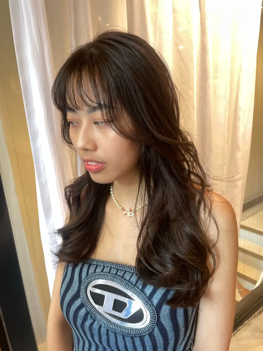ロング カラー 透明感カラー ダブルカラー ハイトーンカラー ボブ 顔まわりレイヤー 透け感カラー/ SUのヘアスタイル