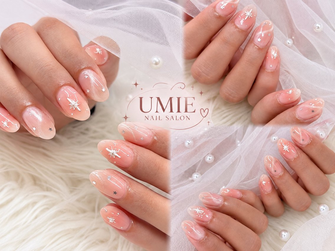 ネイル フットネイル フレンチネイル ジェルネイル ガラスフレンチ マグネットネイル ハンドネイル UMIE NAIL SALONのネイルデザイン