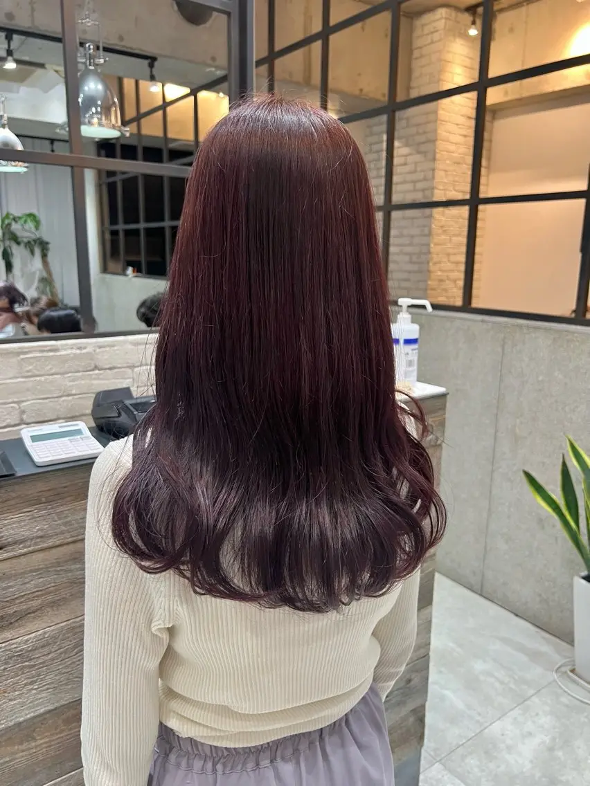 ロング カラー ボルドーカラー カット ヘアカラー トリートメント 🌿ニュアンス/髪質 改善🌿Fukudaのヘアスタイル