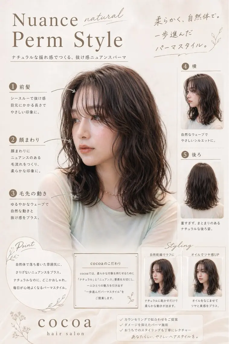 【5/29限定】柔らかニュアンスパーマ+カット💫(メンズNG)の写真