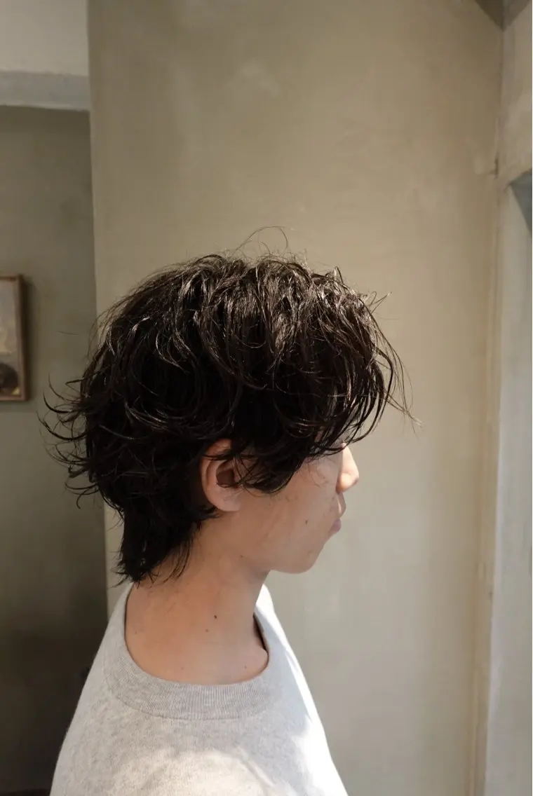 パーマ メンズ メンズパーマ スペインカール ニュアンスパーマ カット パーマ シャドウ/フェザー/ パーマ/新宿/和真のヘアスタイル