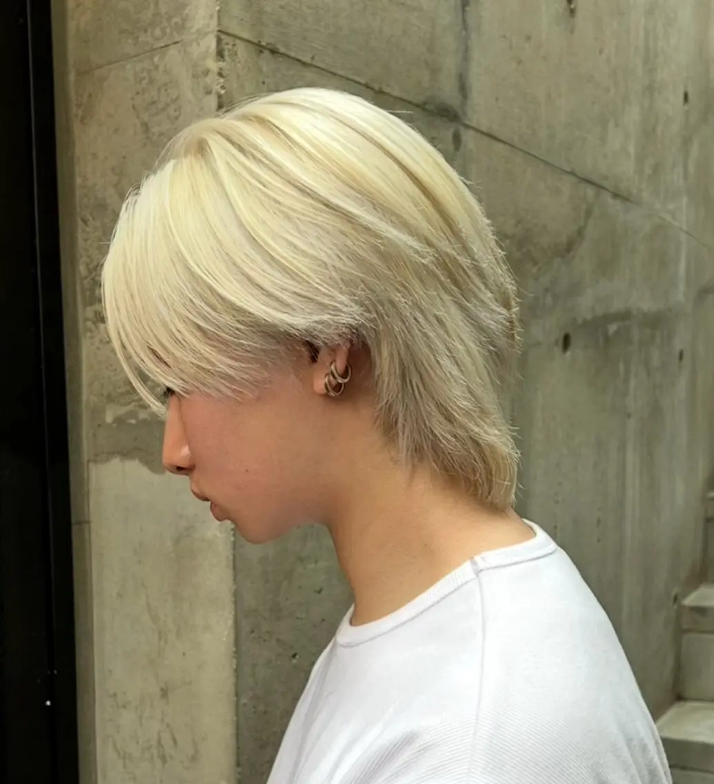 ショート カラー メンズ ヘアカラー トリートメント Acchon/心斎橋 💚ダブルカラーのヘアスタイル