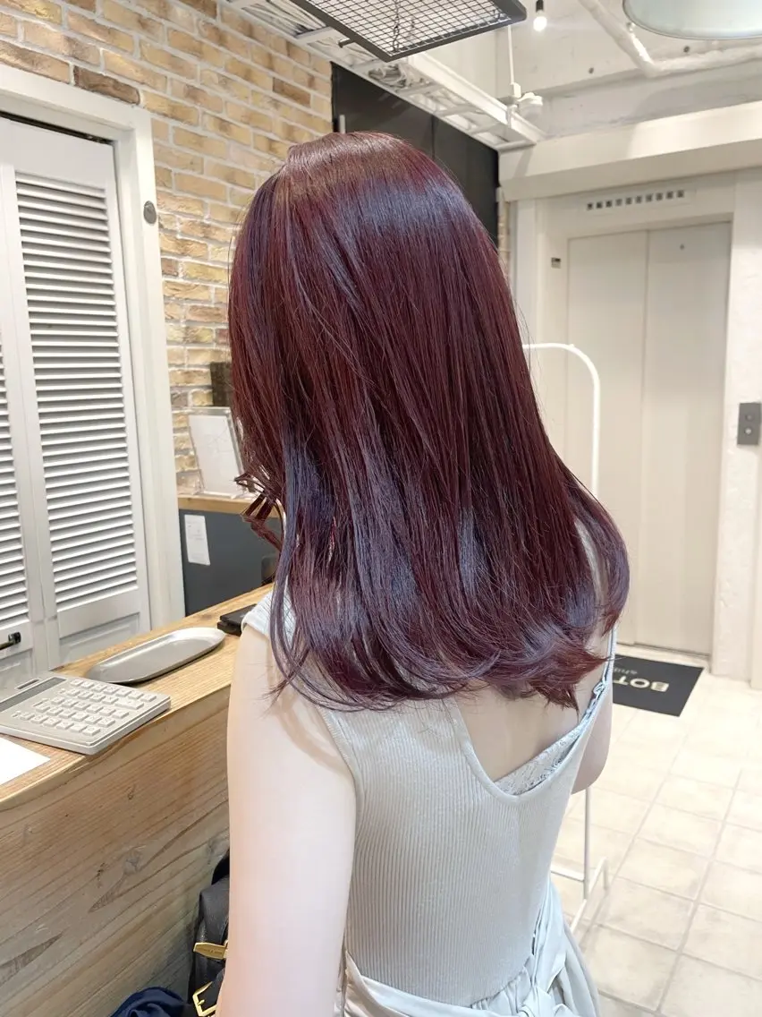 ロング ピンクラベンダー ヘアカラー トリートメント ヘアセット ✨透明感ケアカラー✨ 長野ゆきなのヘアスタイル