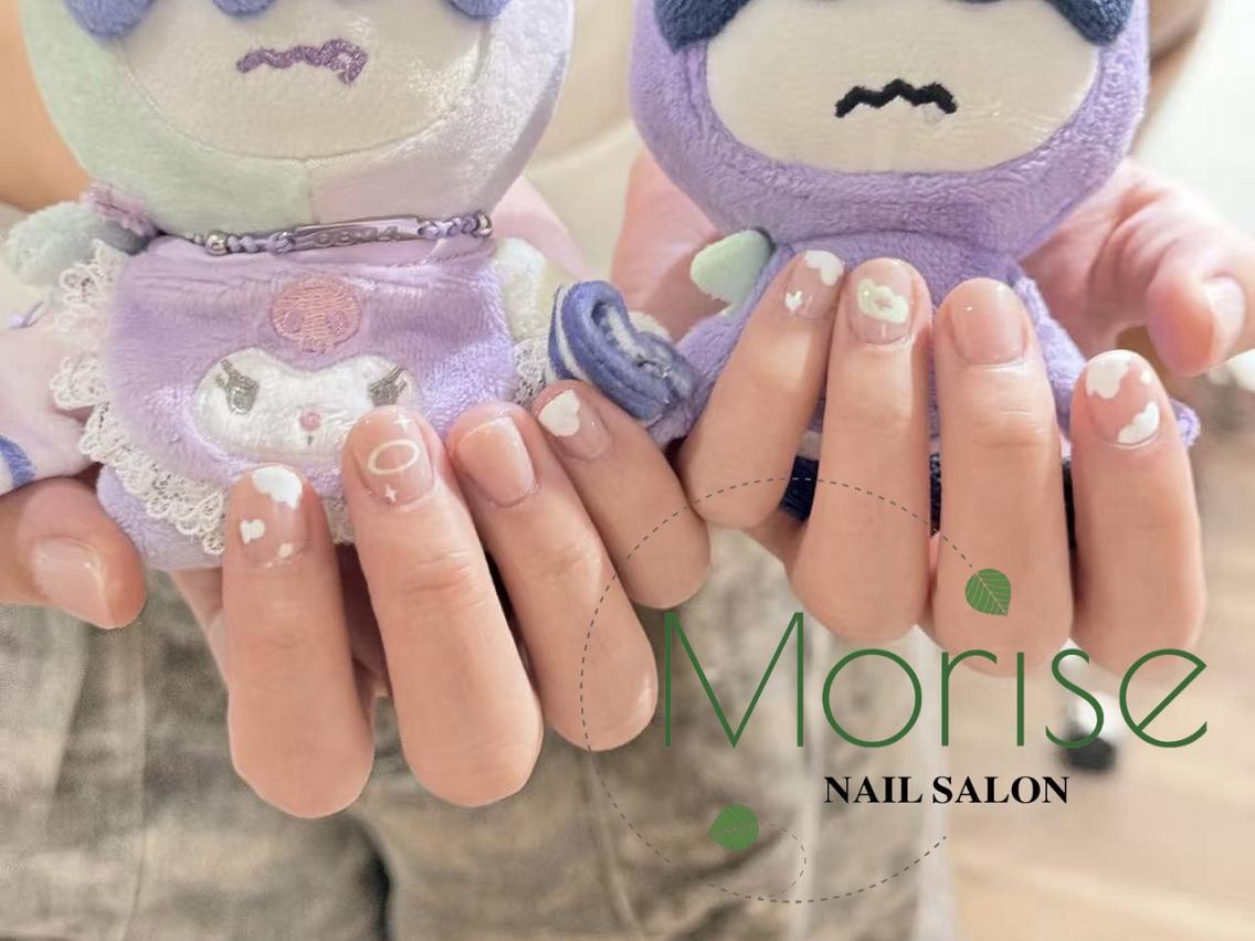 ネイル チークネイル 長さ出し フラッシュネイル フレンチネイル ガラスフレンチ ハンドネイル ハンドケア MoriseNail 明治神宮前のネイルデザイン
