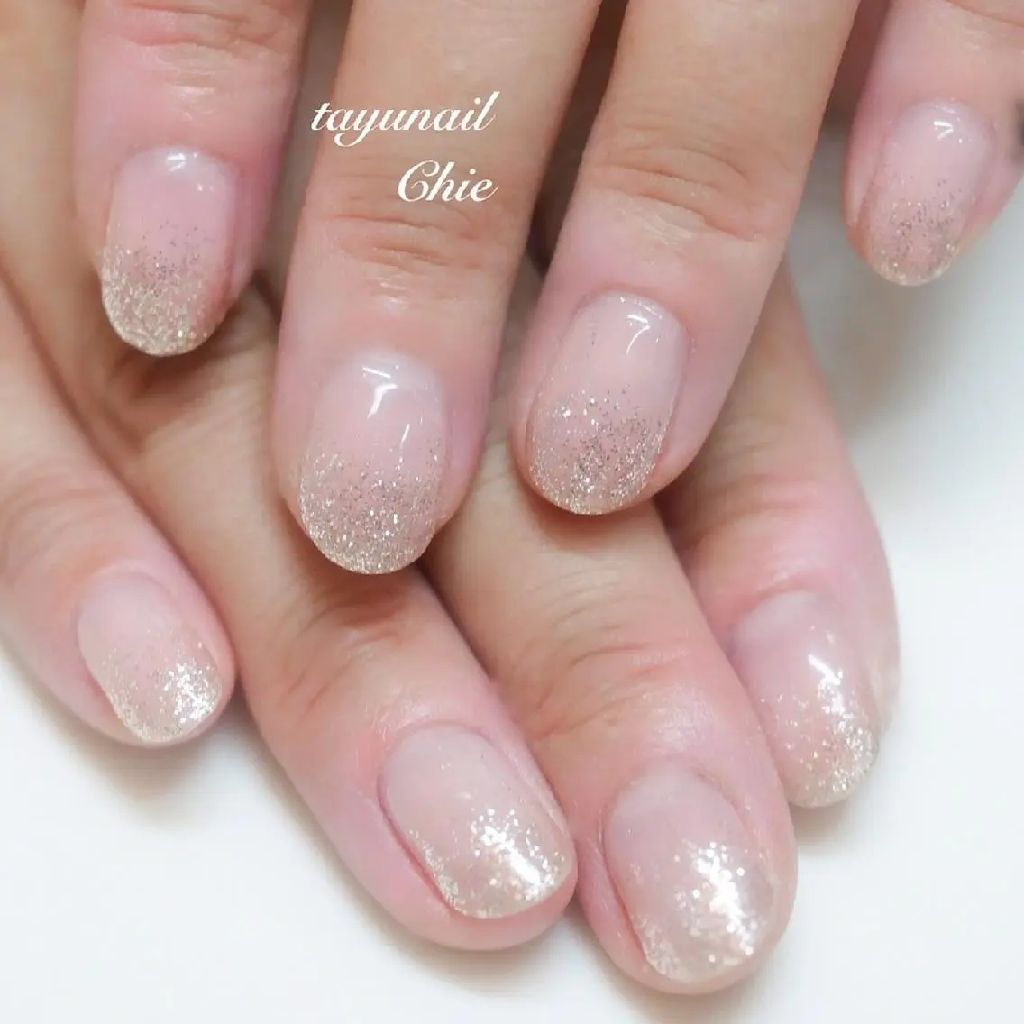 ネイル ブルー クリアネイル ジェルネイル グラデーション ラメ(グリッター) ネイルサロン 【たゆnail】のネイルデザイン