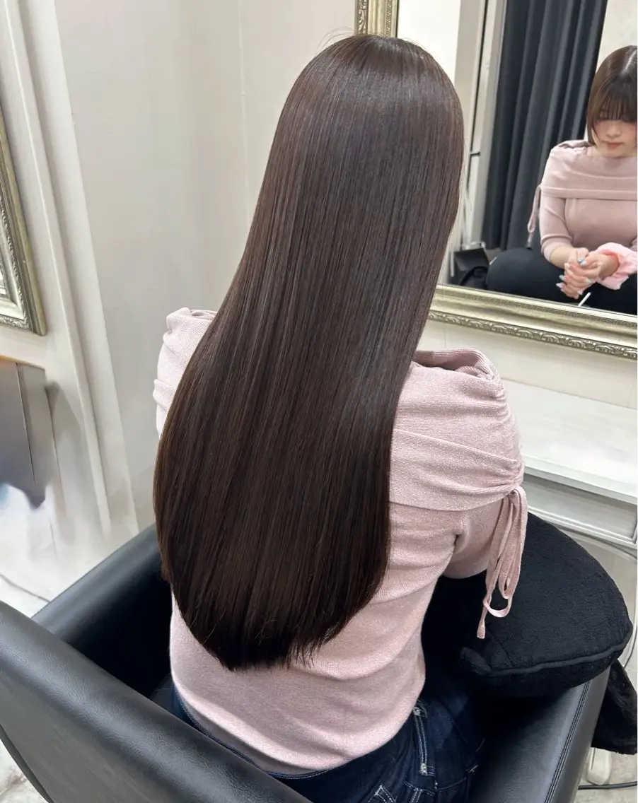 ロング カット 縮毛矯正 トリートメント 💎艶カラー+美髪 +髪質改善💎のヘアスタイル
