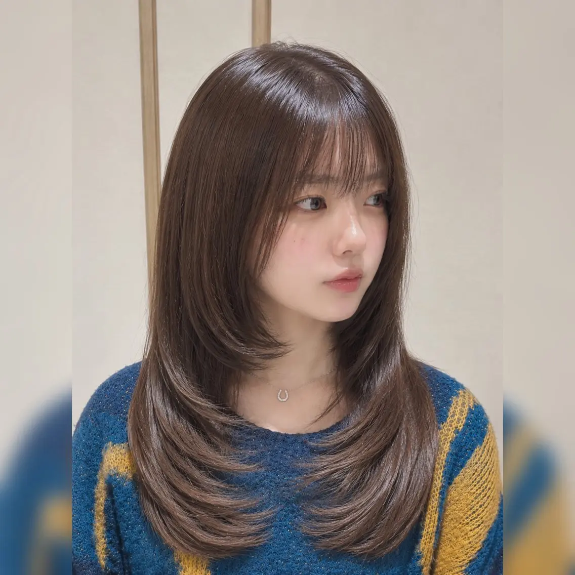 ミディアム 顔まわりレイヤー 顔周りカット レイヤーカット カット ヘアカラー トリートメント 顔周りレイヤー/似合 わせカラー/長瀬叶翔のヘアスタイル