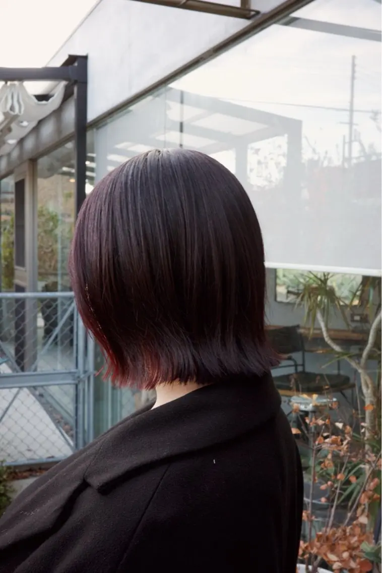 ミディアム ボブ 外ハネヘア カット URU hair ふたばのヘアスタイル