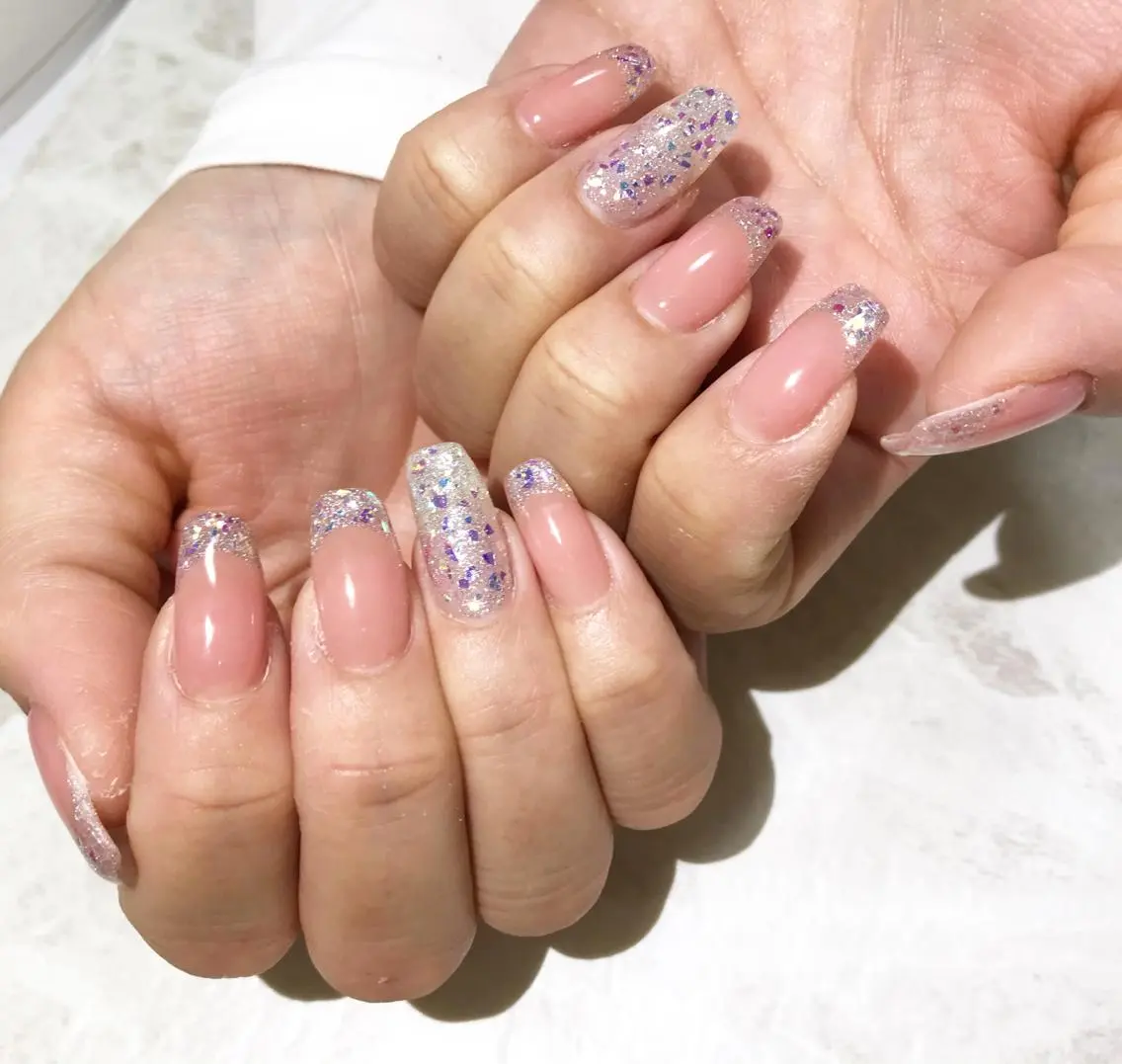 ネイル オーロラネイル フットネイル ニュアンスネイル シンプルネイル 春ネイル nail fufla ♡yamane♡のネイルデザイン
