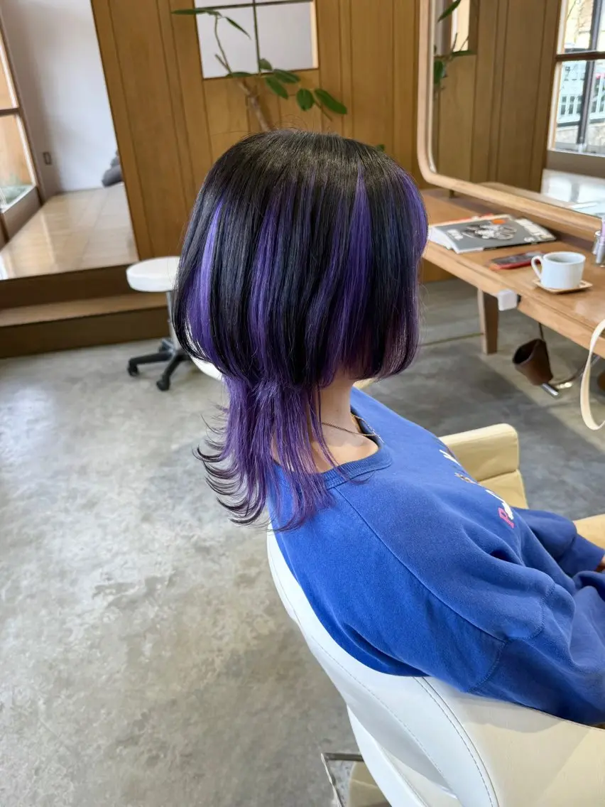 ミディアム カラー ウルフカット カット ヘアカラー WATANABE MISAKIのヘアスタイル