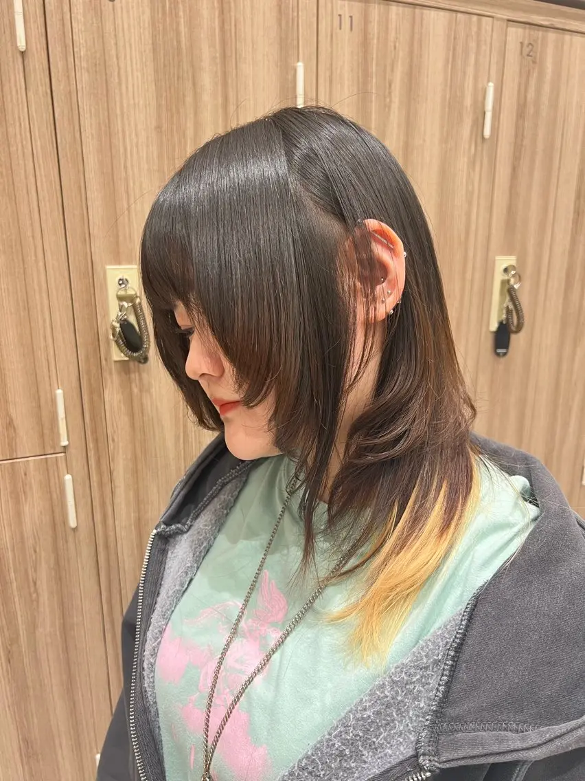 ロング 顔周りカット レイヤーカット ウルフカット ウルフレイヤー モデル募集中 松原京のヘアスタイル