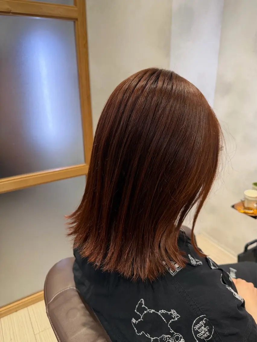 ミディアム カラー オレンジ カット ヘアカラー レディースカット モデル募集　山田省吾のヘアスタイル