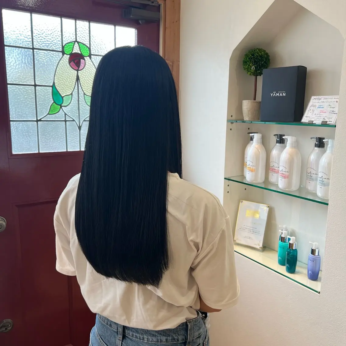 ロング カラー 黒髪 ブルーカラー ブルーブラック 透明感カラー Ayu /あゆのヘアスタイル
