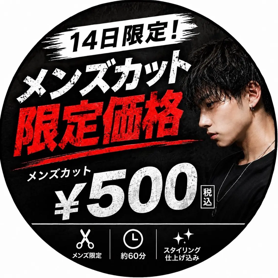 14日限定メンズカット‼️プラス2000円でパーマ、又はワンカラー‼️の写真