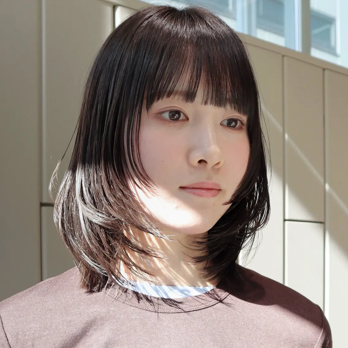 ミディアム カラー カット ヘアカラー saki‪🌱‬♡ /ボブ/透明感カラーのヘアスタイル