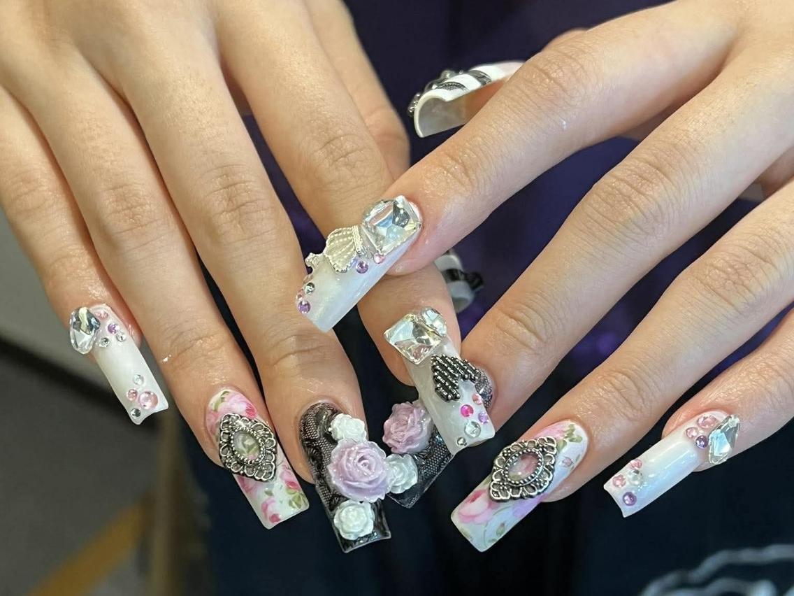 ネイル 長さ出し グラデーション 卒業式 キラキラネイル マグネットネイル HARI Belle nail 池袋のネイルデザイン