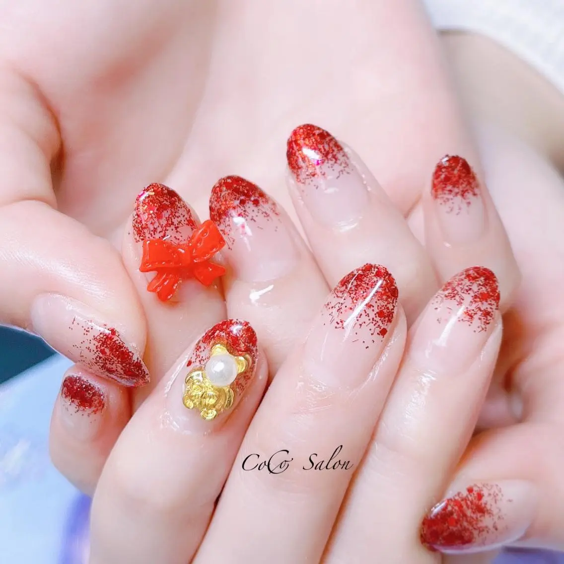 ネイル 長さ出し ジェルネイル グラデーション ホログラムネイル オフィスネイル ハンドネイル CoCoSalon ネイル/まつ毛予約のネイルデザイン