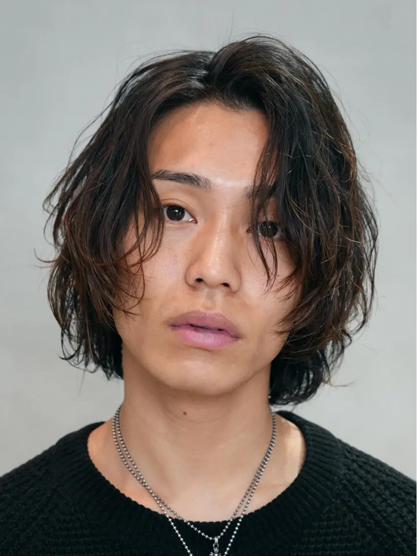 ミディアム パーマ メンズ カット パーマ fifth小笠原 郁のヘアスタイル
