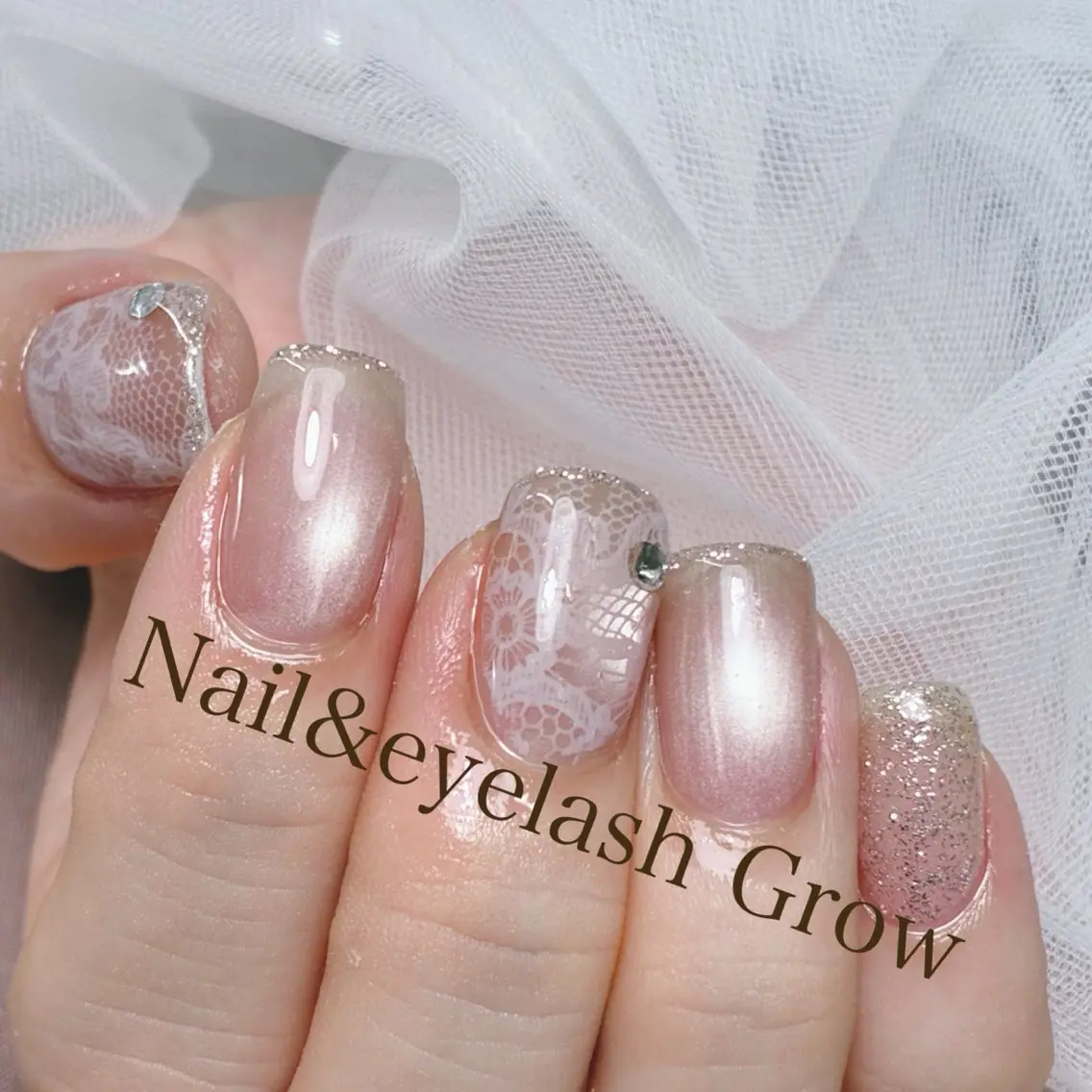 ネイル フラッシュネイル レース マグネットネイル ハンドネイル Nail&eye Grow   ちかのネイルデザイン