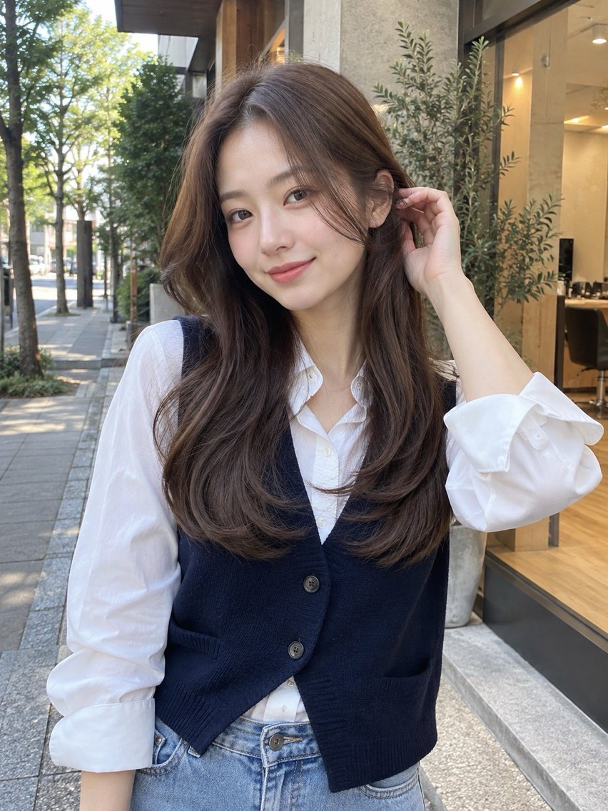ロング カラー ブリーチ ブラウンカラー 透明感カラー ダークブラウン ダブルカラー ヘアカラー カラーモデル募集中/ 透明感カラー/るいのヘアスタイル