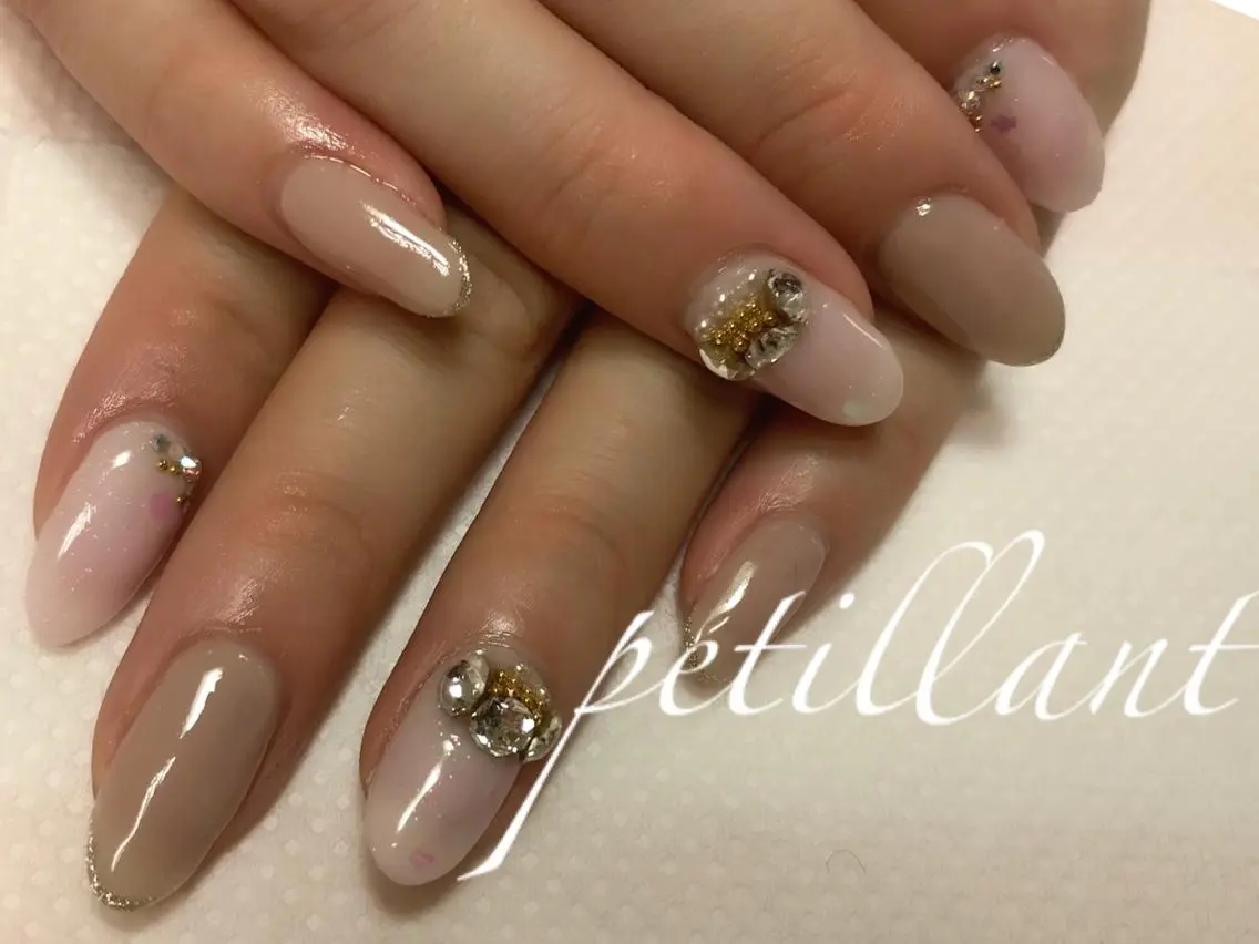 ネイル クリアネイル ラメ(グリッター) ホワイト nail salon petillantのネイルデザイン