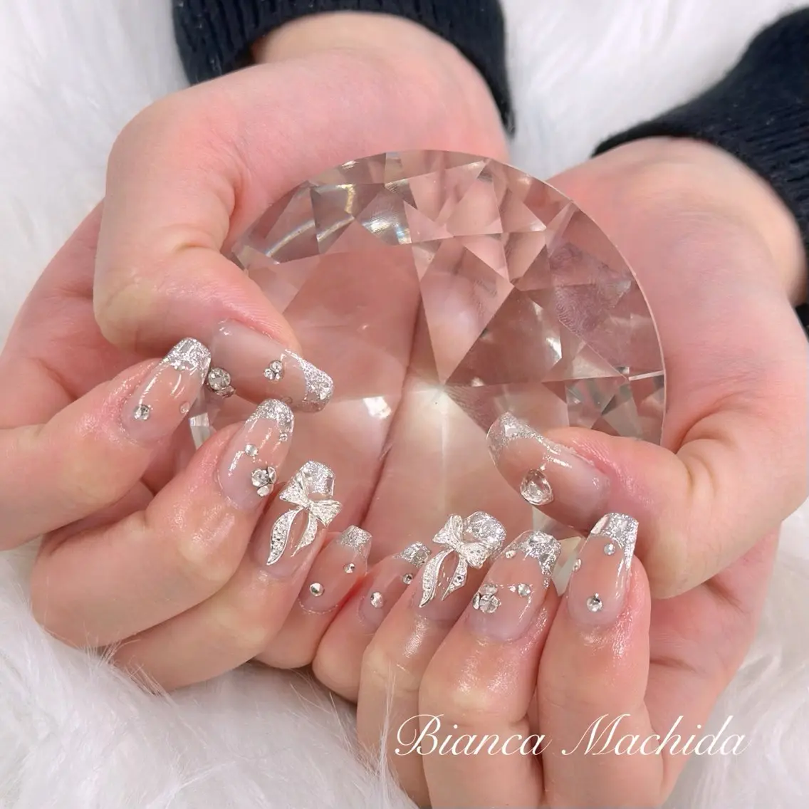 ネイル チークネイル フレンチネイル ガラスフレンチ ハンドネイル Bianca👼🏻 OIKAWAのネイルデザイン